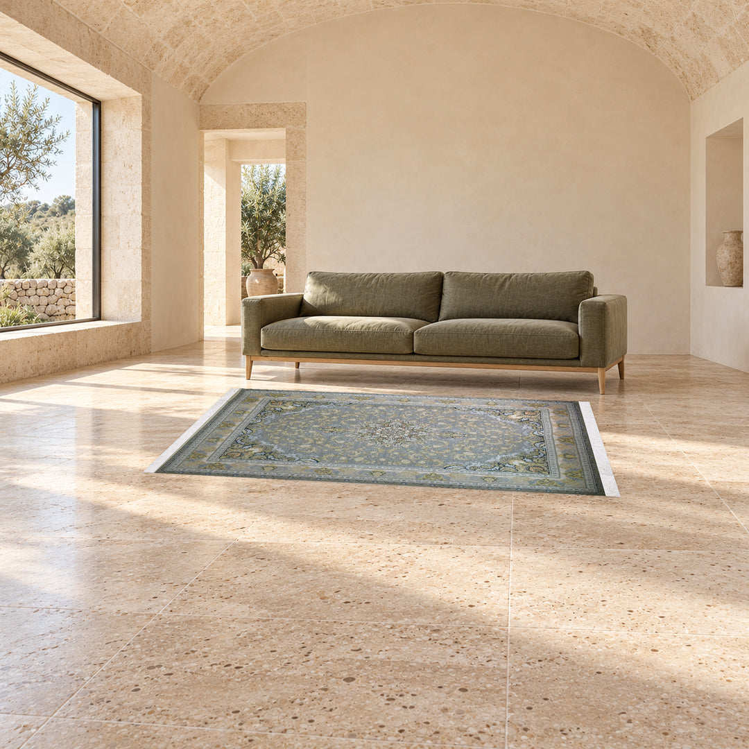 Classic Carpet - Northern Star: original rug image digitally staged in a distinct contemporary home; nominal 225 × 150 cm
