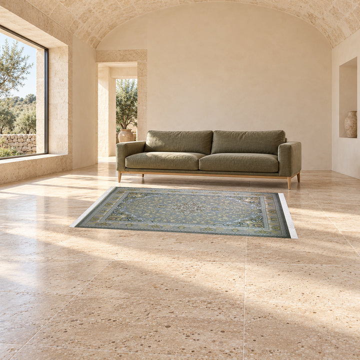Classic Carpet - Northern Star: original rug image digitally staged in a distinct contemporary home; nominal 225 × 150 cm
