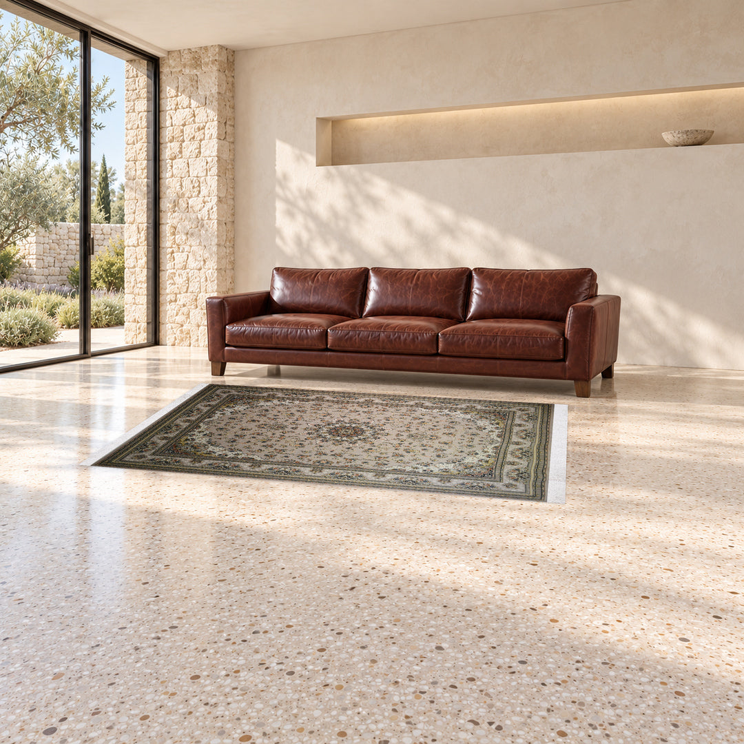 Classic Carpet - Paradise Bloom: original rug image digitally staged in a distinct contemporary home; nominal 225 × 150 cm
