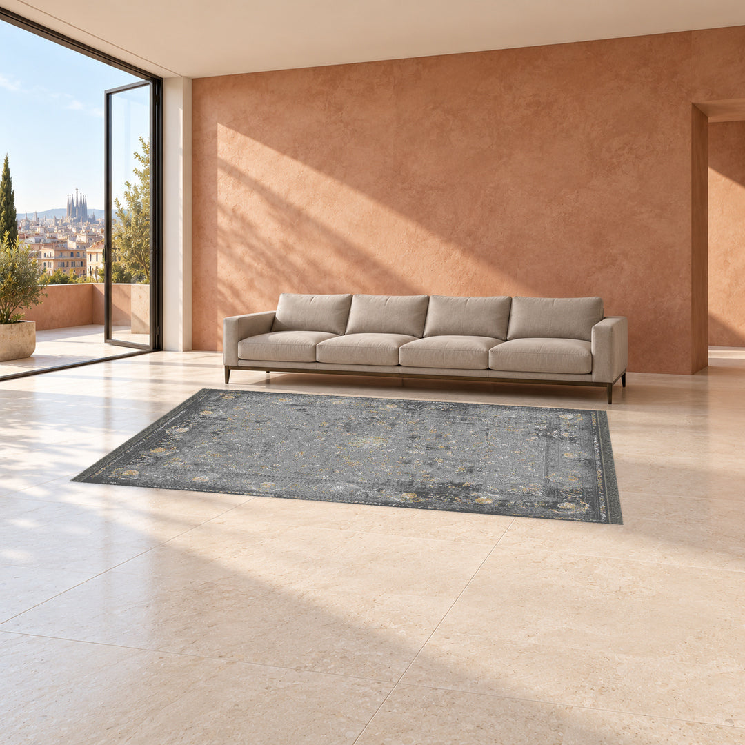Classic Carpet - Rastoria: original rug image digitally staged in a distinct contemporary home; nominal 300 × 200 cm