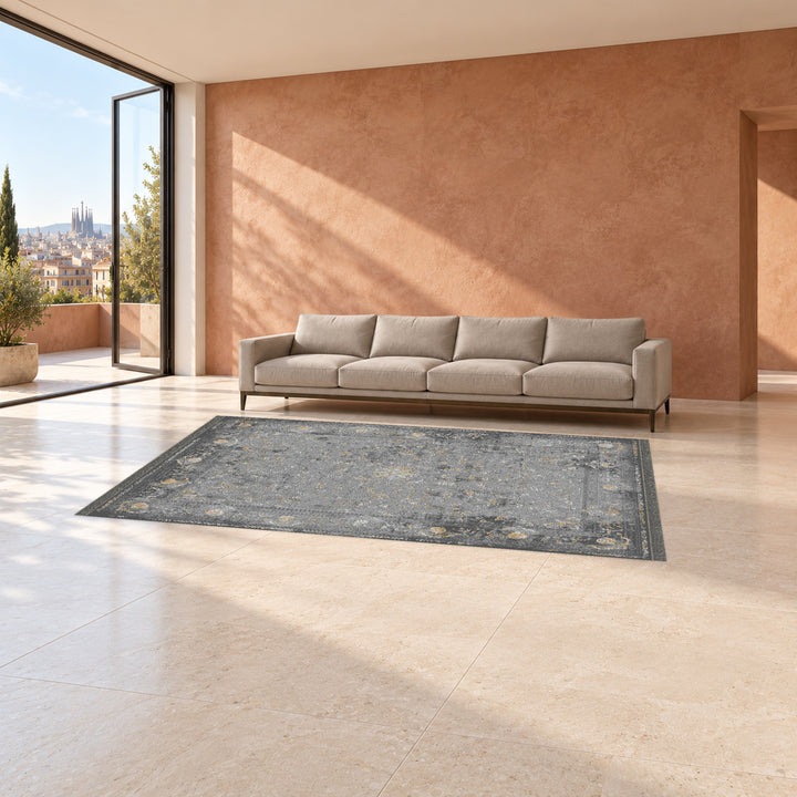 Classic Carpet - Rastoria: original rug image digitally staged in a distinct contemporary home; nominal 300 × 200 cm