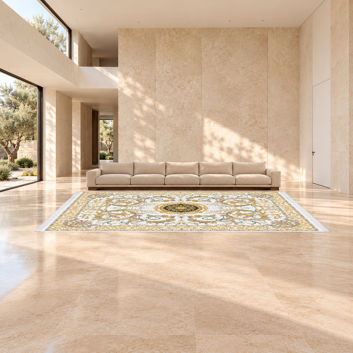 Classic Carpet - Silk Palace: original rug image digitally staged in a distinct contemporary home; nominal 600 × 400 cm