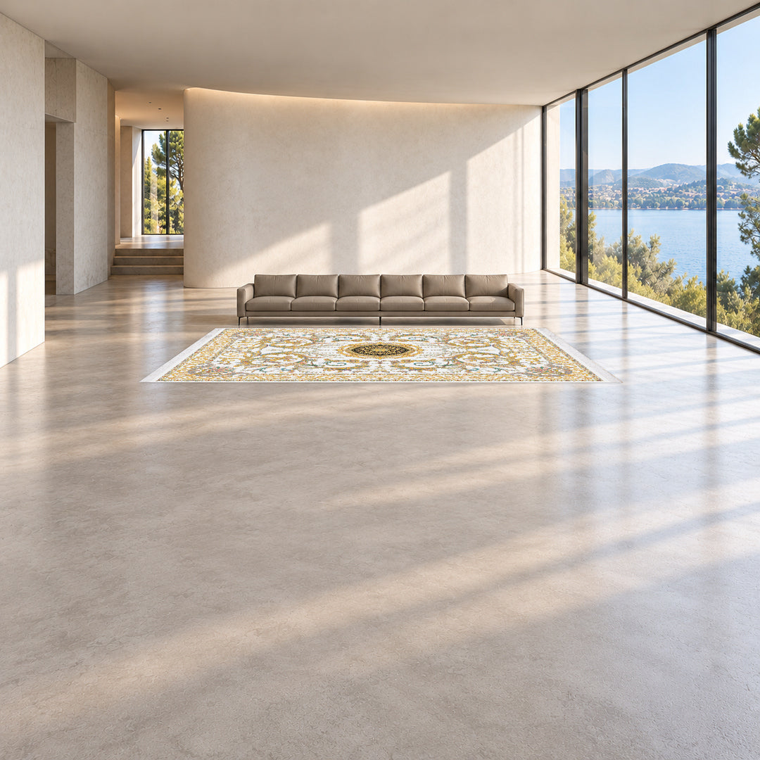Classic Carpet - Silk Palace: original rug image digitally staged in a distinct contemporary home; nominal 600 × 400 cm