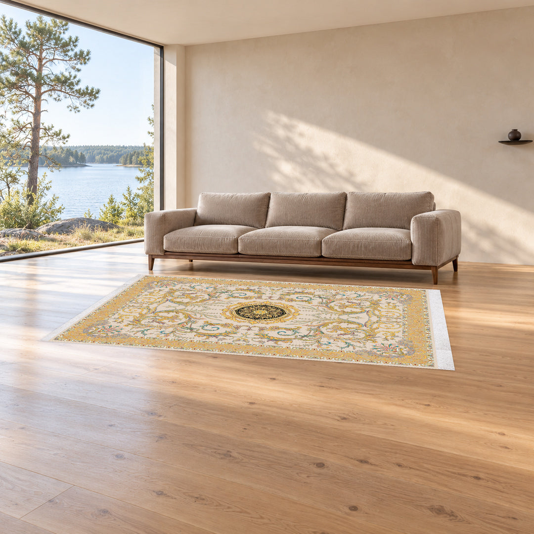 Classic Carpet - Silk Palace: original rug image digitally staged in a distinct contemporary home; nominal 300 × 200 cm