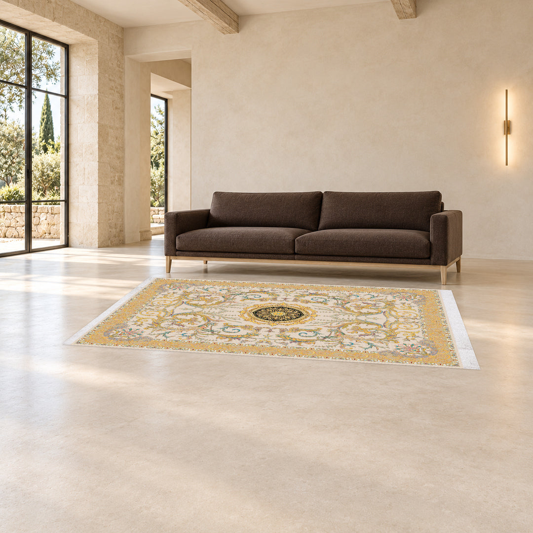 Classic Carpet - Silk Palace: original rug image digitally staged in a distinct contemporary home; nominal 300 × 200 cm