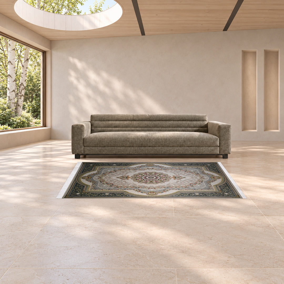 Classic Carpet - Urban Heritage: original rug image digitally staged in a distinct contemporary home; nominal 225 × 150 cm