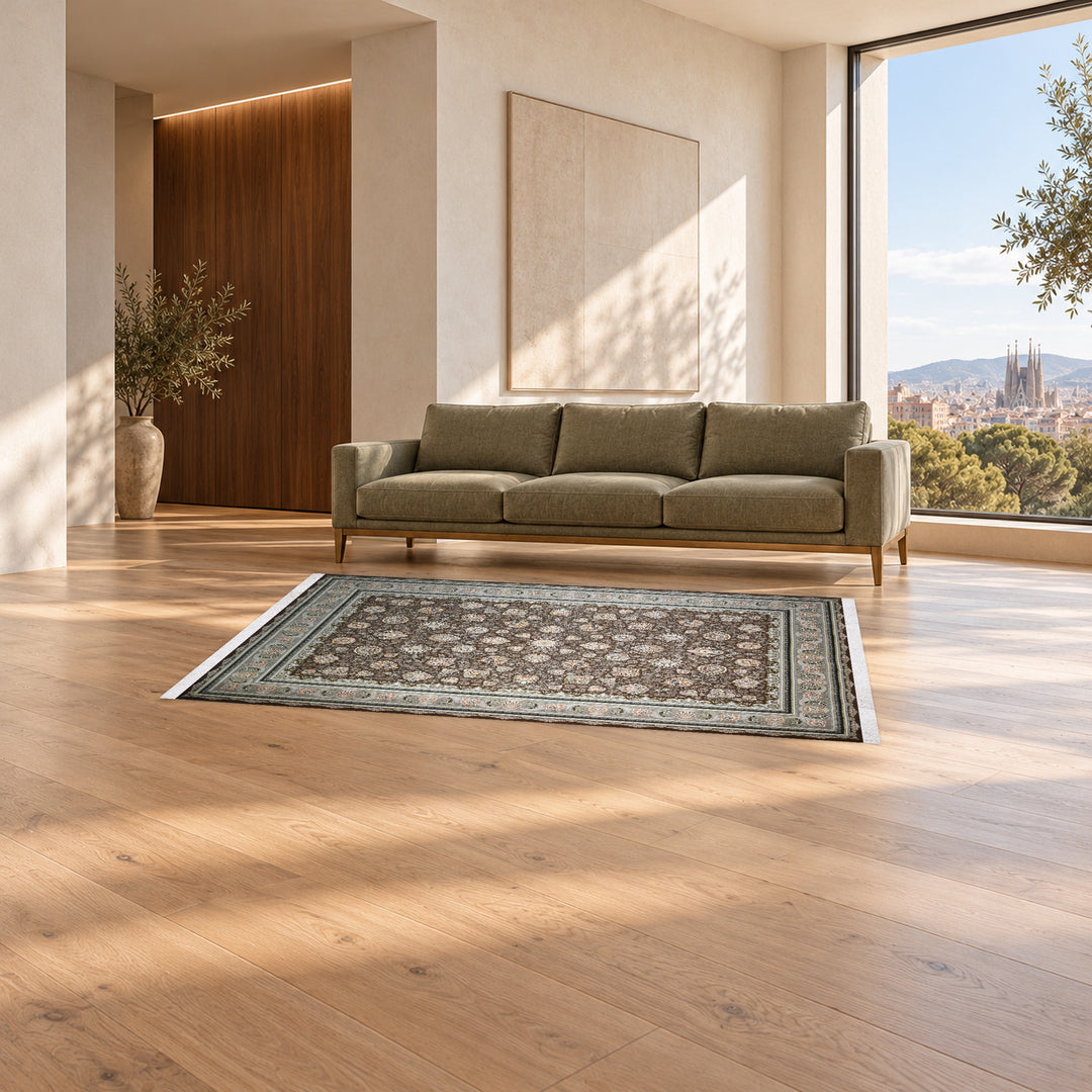 Classic Carpet - Velvet Court: original rug image digitally staged in a distinct contemporary home; nominal 225 × 150 cm