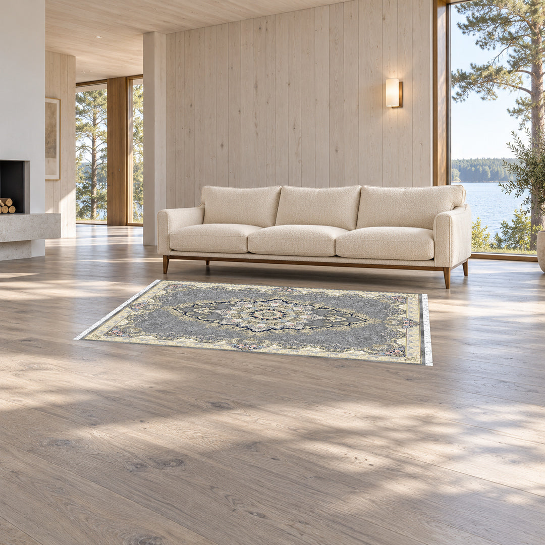 Classic Carpet - Verona: original rug image digitally staged in a distinct contemporary home; nominal 225 × 150 cm