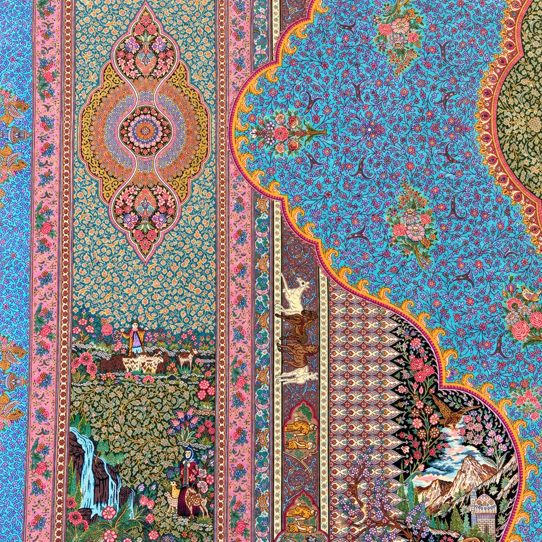 Pictorial Garden rug 0840 - pictorial garden border detail