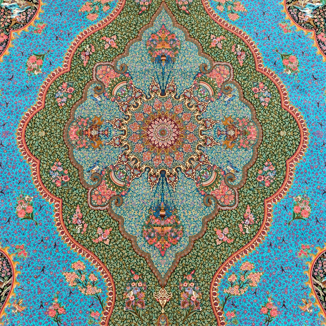 Pictorial Garden rug 0840 - central medallion detail