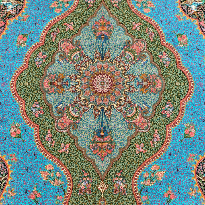 Pictorial Garden rug 0840 - central medallion detail