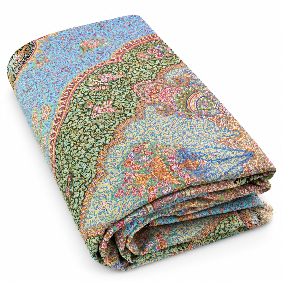Pictorial Garden rug 0840 - folded view on white background