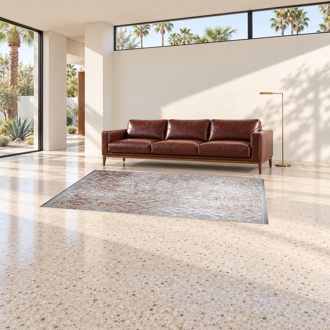 Modern Carpet - City Layer: original rug image digitally staged in a distinct contemporary home; nominal 300 × 200 cm
