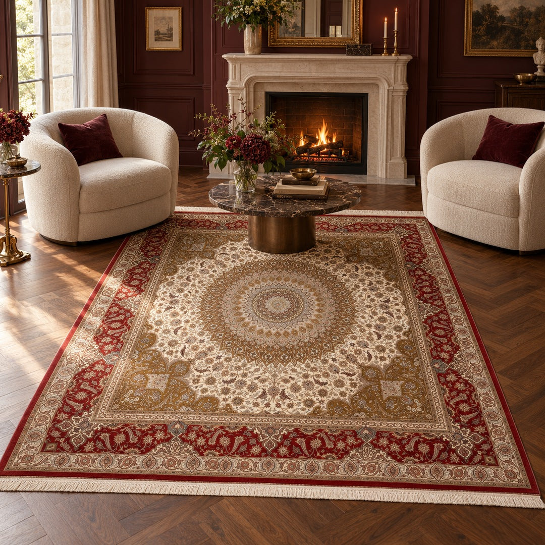 AI-generated interior visualization — MW-HM-0880; 202 x 198 cm. Styling illustration; see original product photo for exact details.