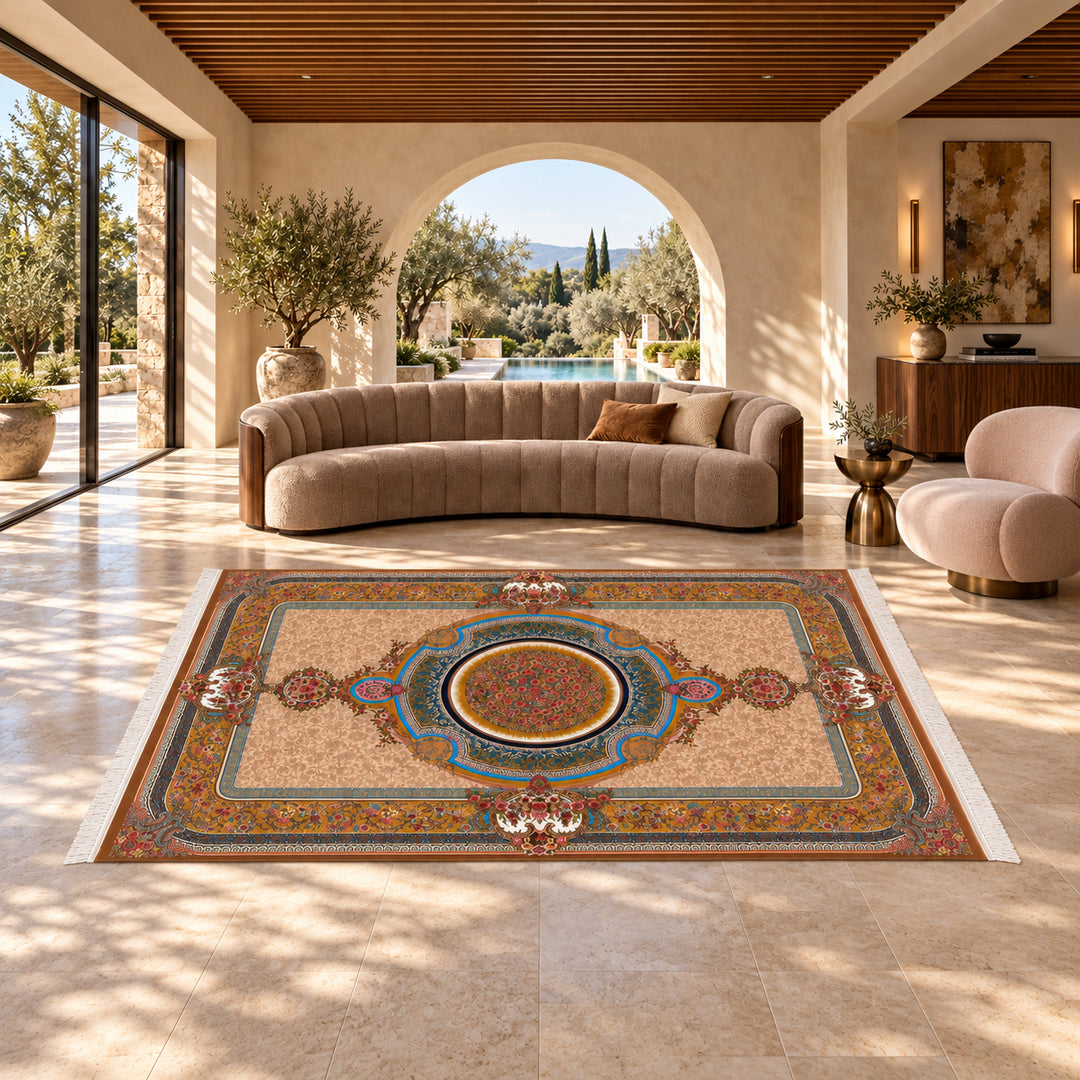 AI-styled lifestyle view of Velvet Petal (300 x 200 cm); refer to original product photo for exact pattern detail and color.